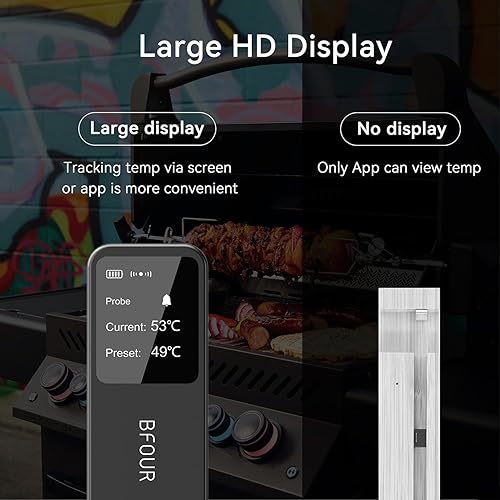 Miniatura 3 de BFOUR Meat Thermometer Digital Wireless with LCD Booster, Bluetooth Food Cooking Thermometer with Smart App, 524FT Remote Range, 100% Waterproof &