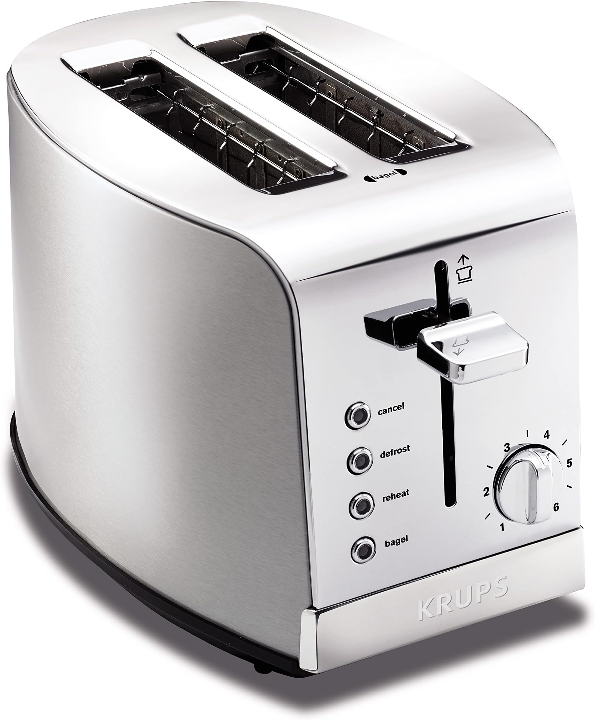 2 Slice Toaster with 6 browning levels and 4 easy-to-use functions, Stainless Steel, Silver