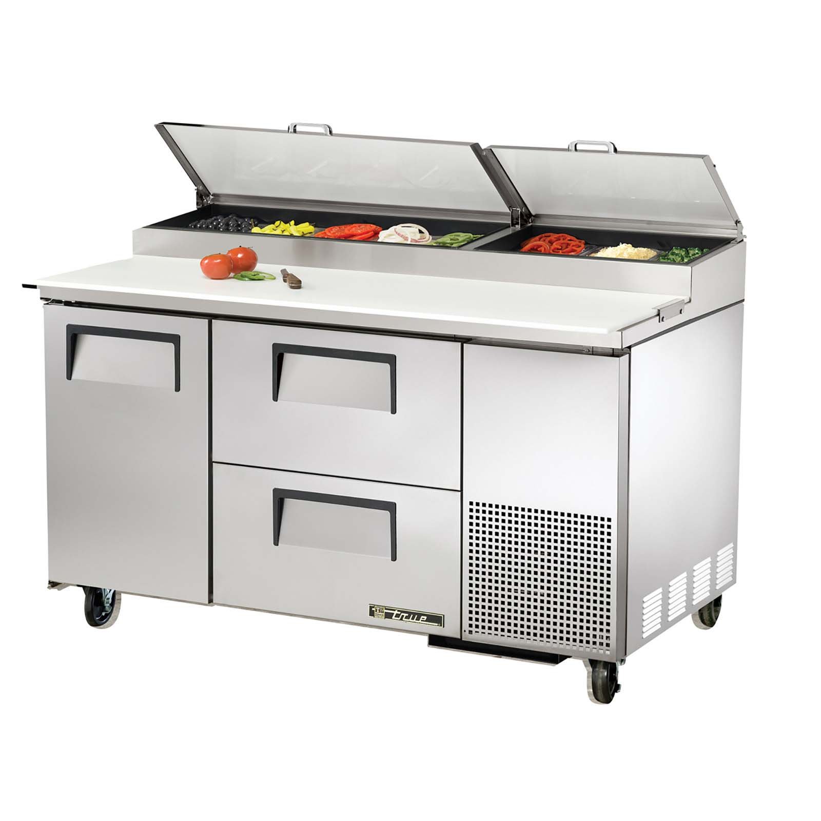1 Right-Hinged Door 2-Drawer S/S Pizza Prep Table by TRUE – White, Model TPP-60D-2