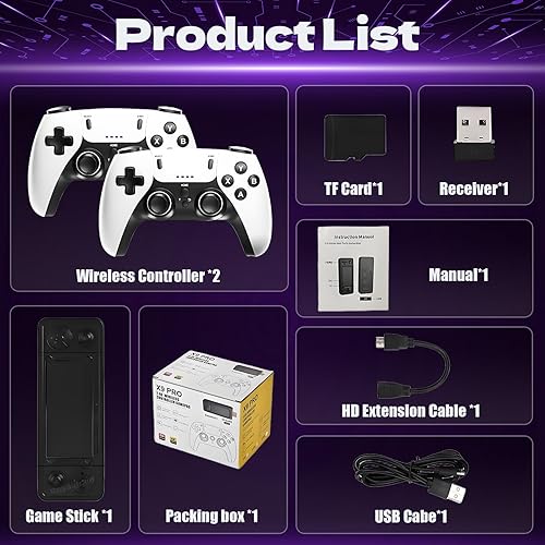Miniatura 7 de X9 Pro Retro Game Stick 4K, consola de juegos precargada, 60000+ juegos clásicos, 64+ simuladores, controladores inalámbricos recargables de 2.4G,