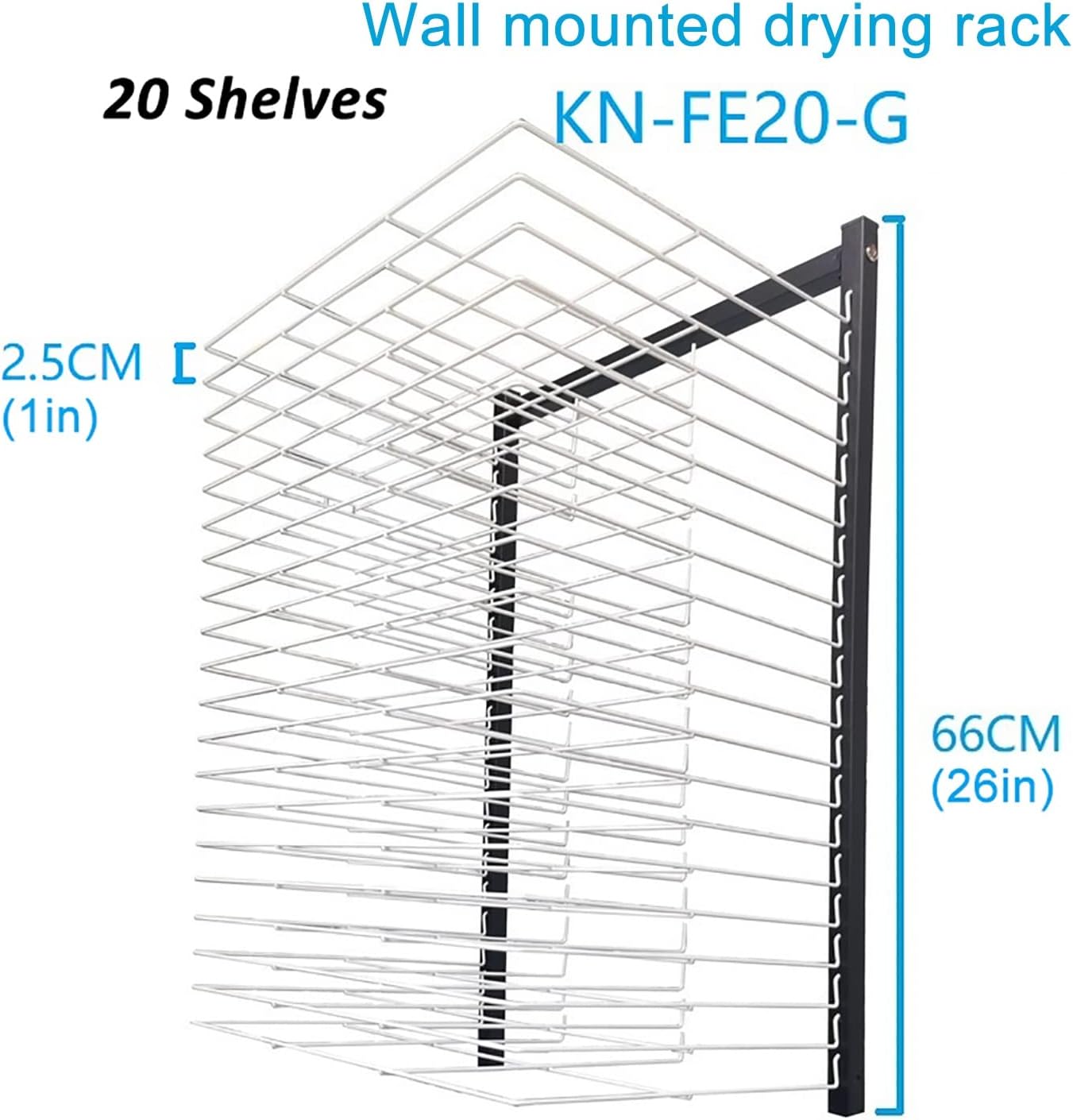 Wall-Mounted Metal Art Drying Rack - 20 Shelves for A3 Paper, Durable Steel Storage Solution for Artworks, Paintings, Classrooms, Studios, and Home Use