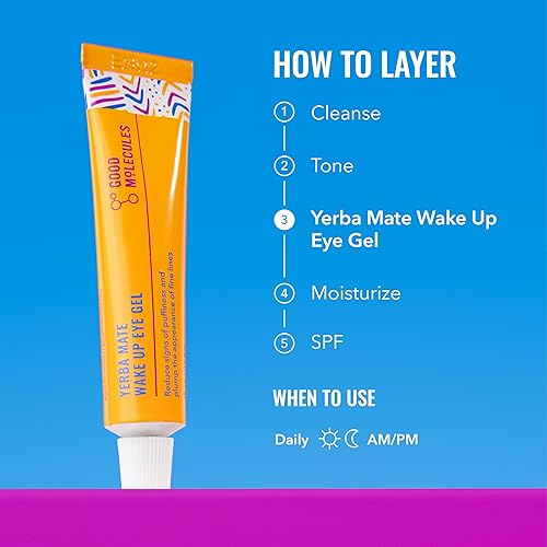 Miniatura 5 de Good Molecules Yerba Mate Wake Up Eye Gel - Crema hidratante para debajo de los ojos con ácido hialurónico y cafeína, dirige las ojeras