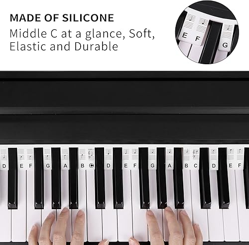 Miniatura 2 de Calcomanías para teclado de piano, calcomanías de teclado, calcomanías extraíbles para notas, 88 teclas, tamaño completo para principiantes y