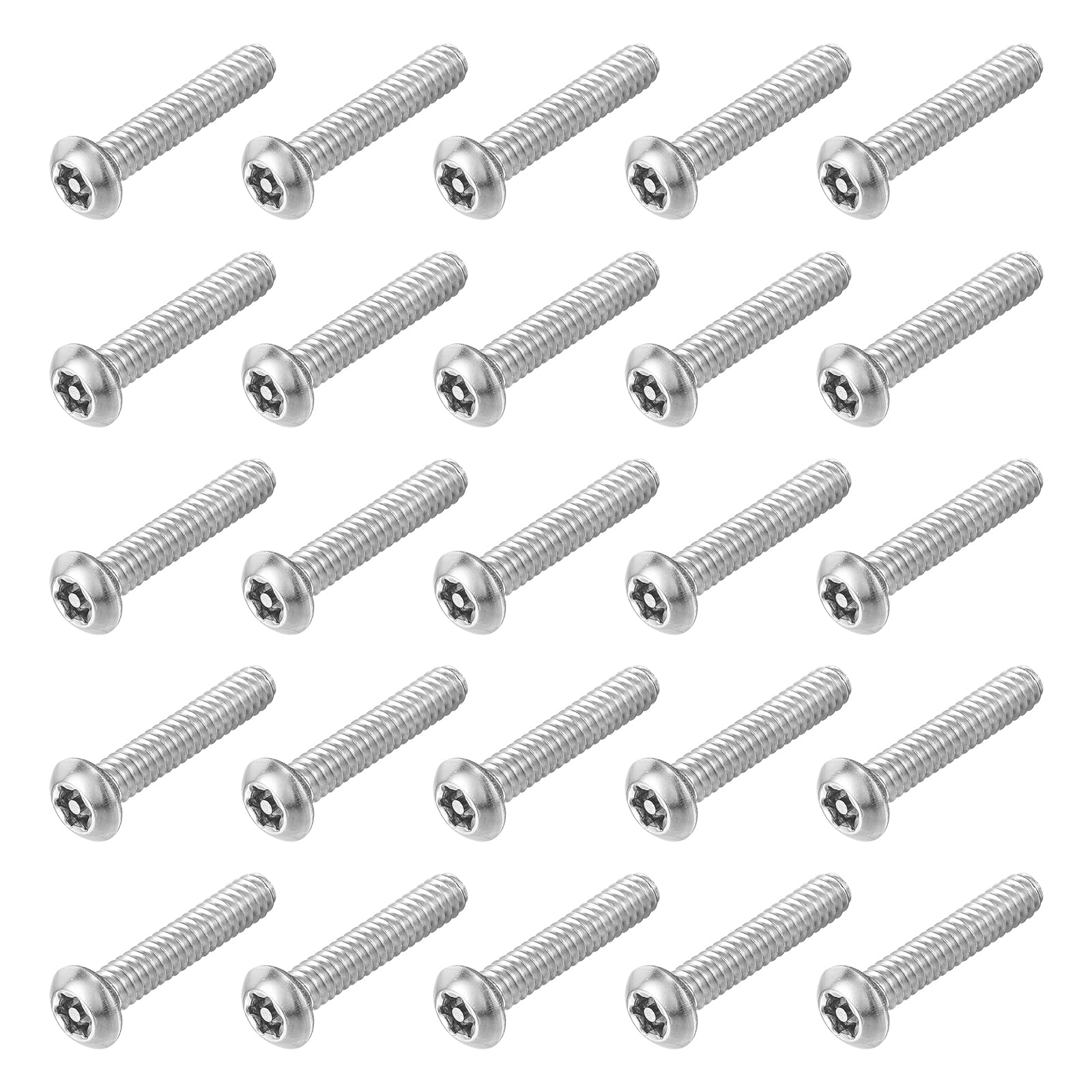 sourcing map 25Pcs #10-24 x 1" Torx Security Machine Screws, 304 Stainless Steel Button Head Screws Bolt Tamper Resistant for Anti-Theft Tamper Proof, Silver