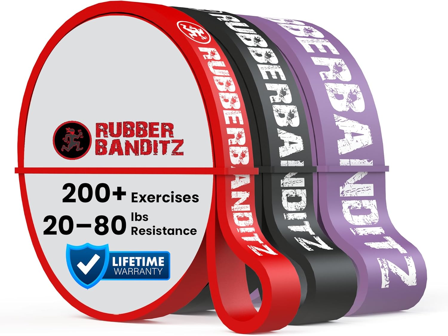 Rubberbanditz Combo Pull Up Assist Bands | Heavy Duty Resistance Exercise Bands for Powerlifting, Mobility, and Stretching | Resistance Bands for Working Out