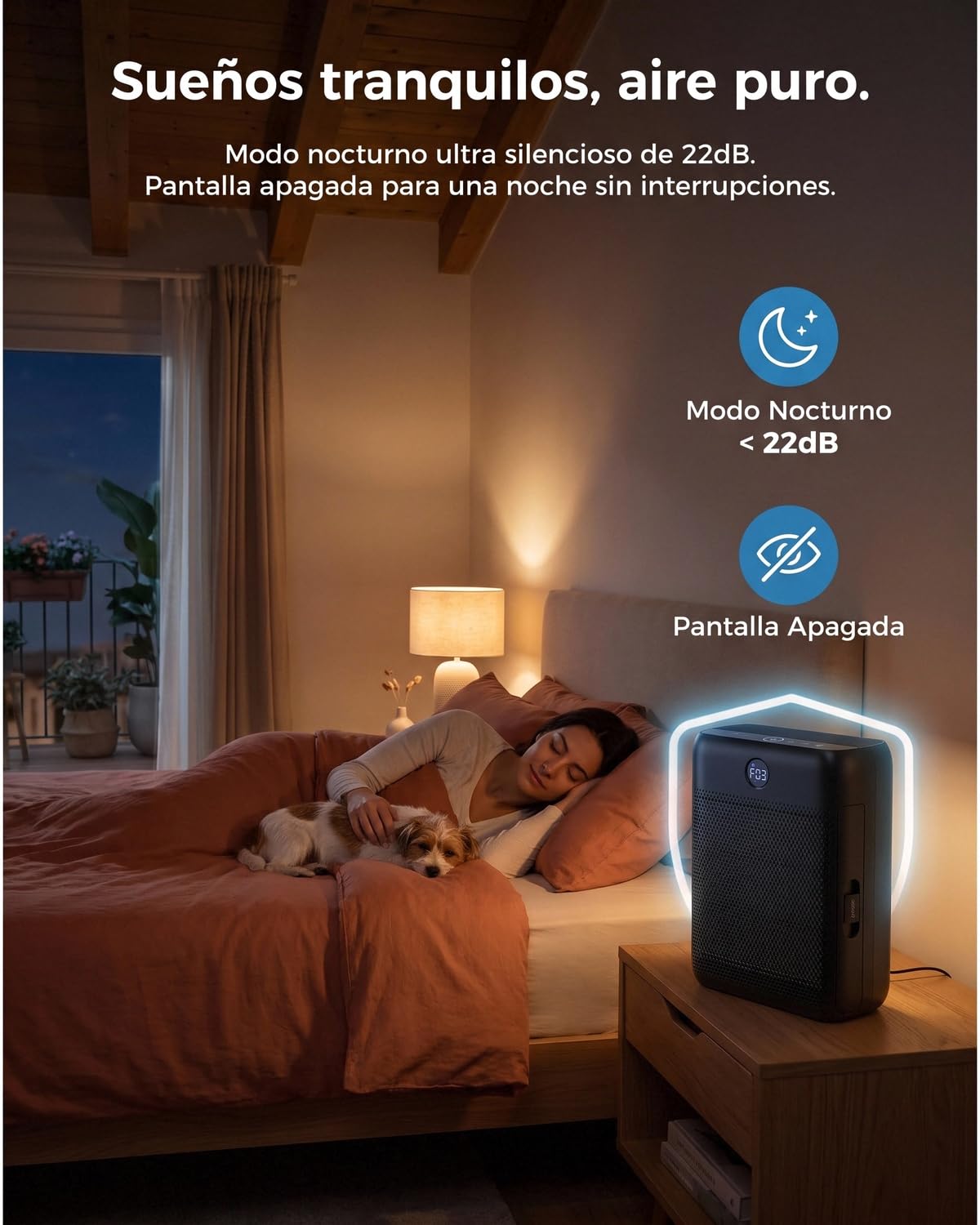 Slevoo Purificatore d'aria H13 True HEPA per stanze grandi, 297,6 m²