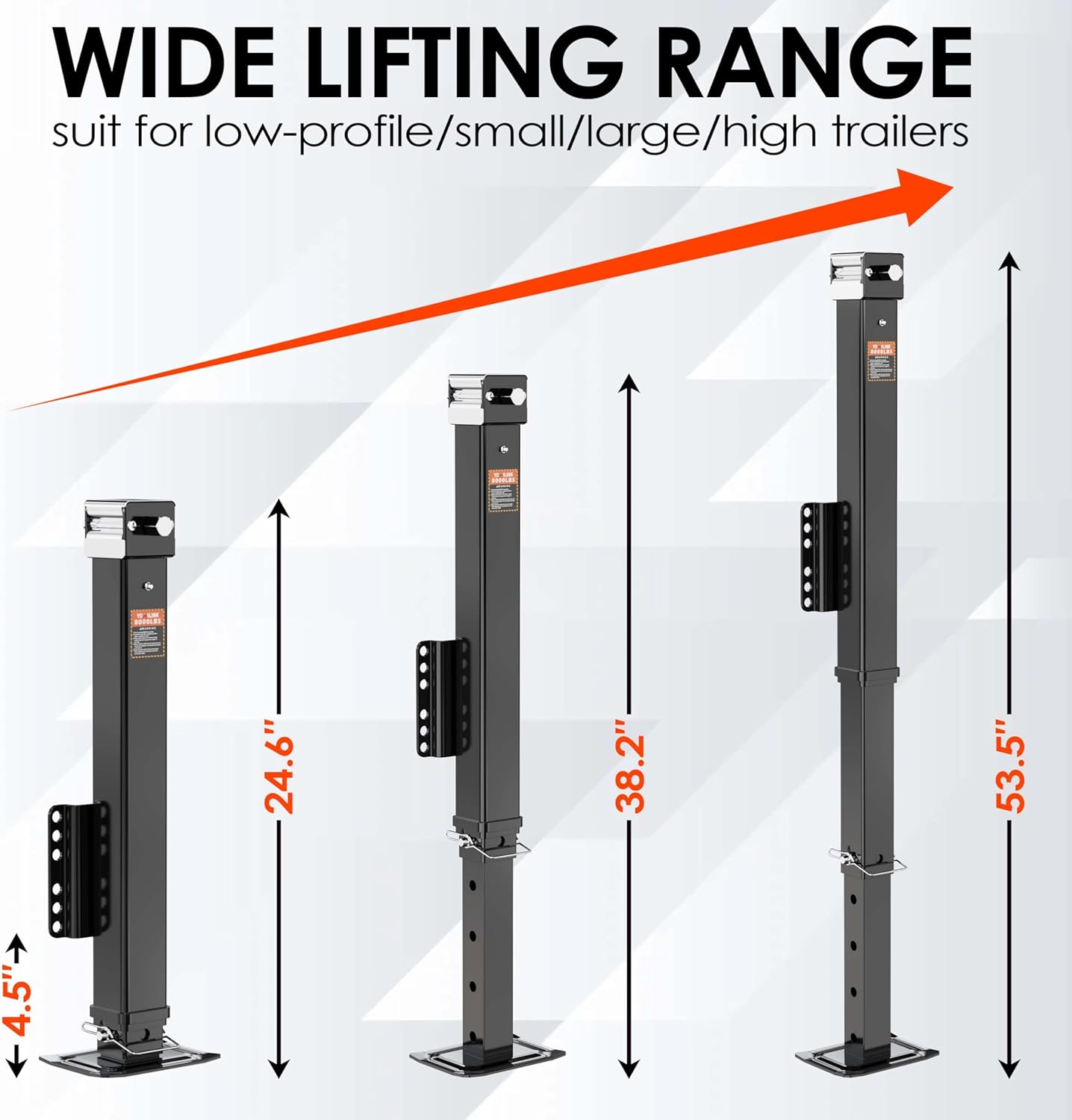 Upgrade 8000 lbs Trailer Jack, Drill Jack, Bolt-On, 28.6" Vertical Travel, Heavy Duty, Adjustable Drop Leg, for Utility Trailer, Yacht, Boat