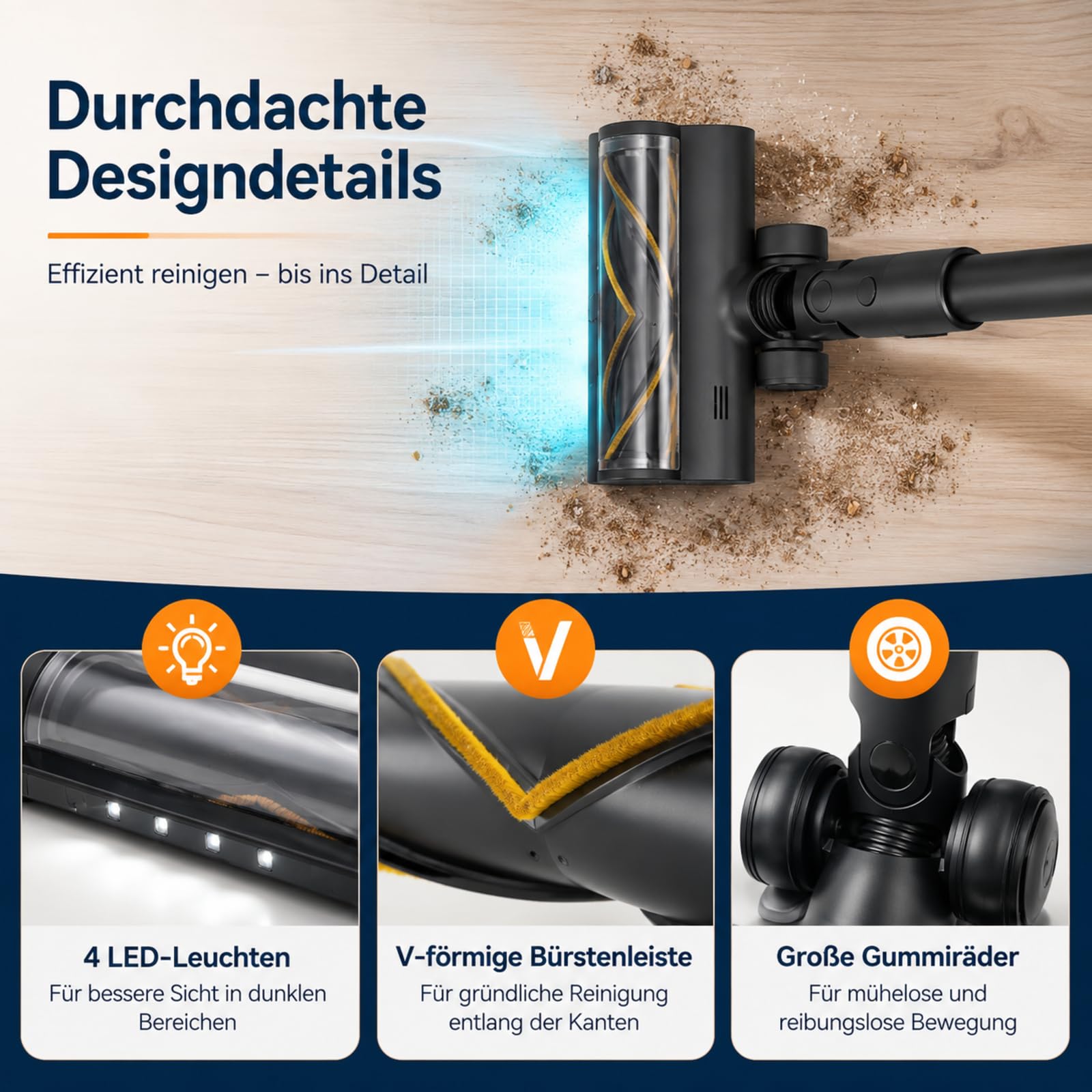 Turbine Bürste für Dreame R20 T20 T30 R30 V12 V12 Pro T20 pro V11SE R10, BodenBürste Elektrische Bürste mit LED-Scheinwerfern, Rollenbürstenkopf Zubehör für Hartboden und Teppiche