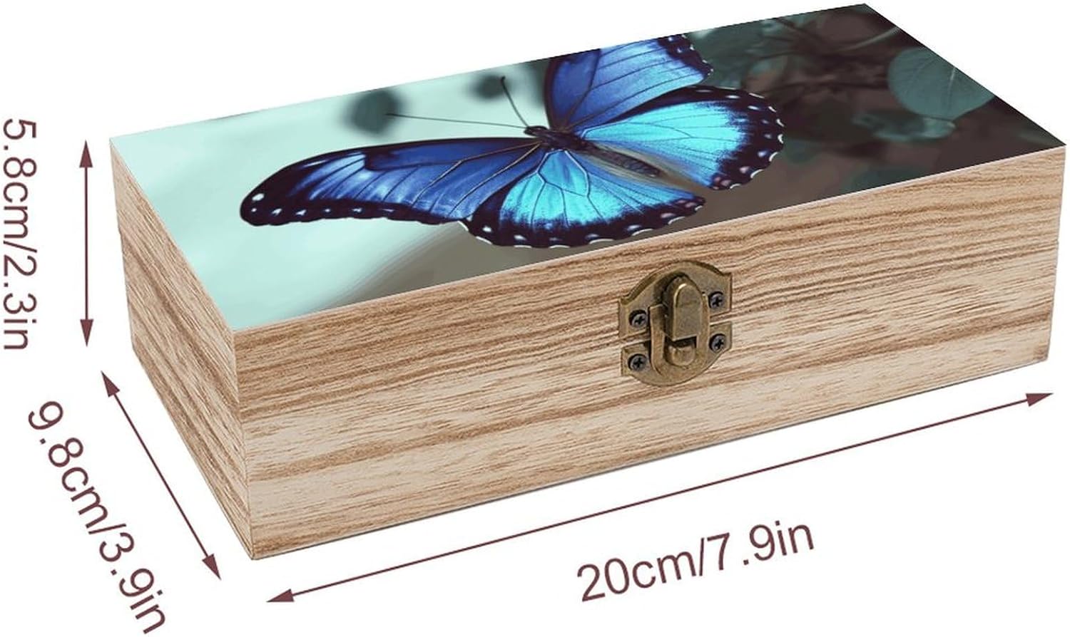 Vintage Wooden Storage Box with Front Clasp Keepsake Box with Lid image 2