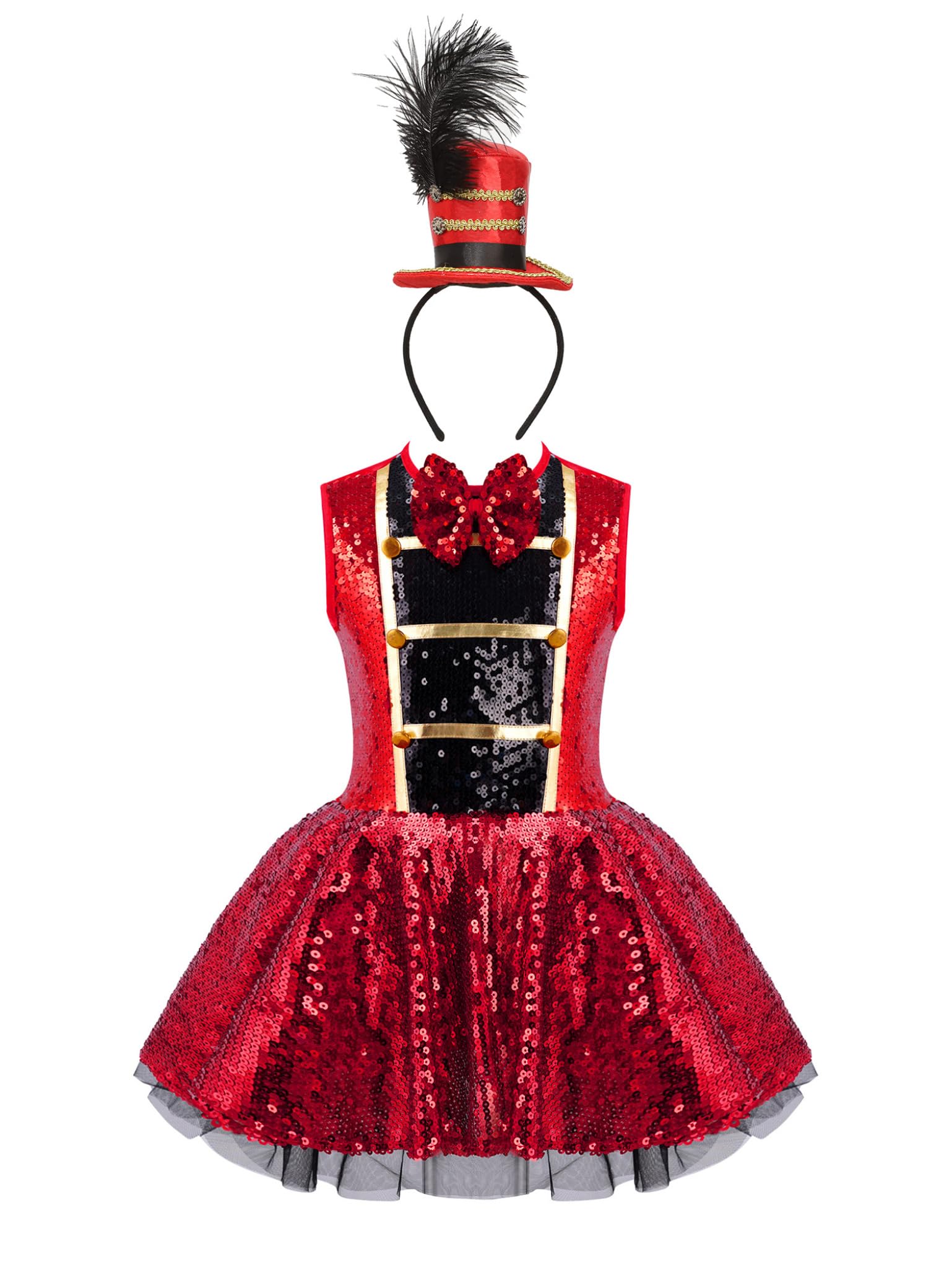 Vestido de circo para niña, uniforme con diadema, vestido de baile, vestido de Navidad, Halloween, carnaval, espectáculo, disfraz de danza