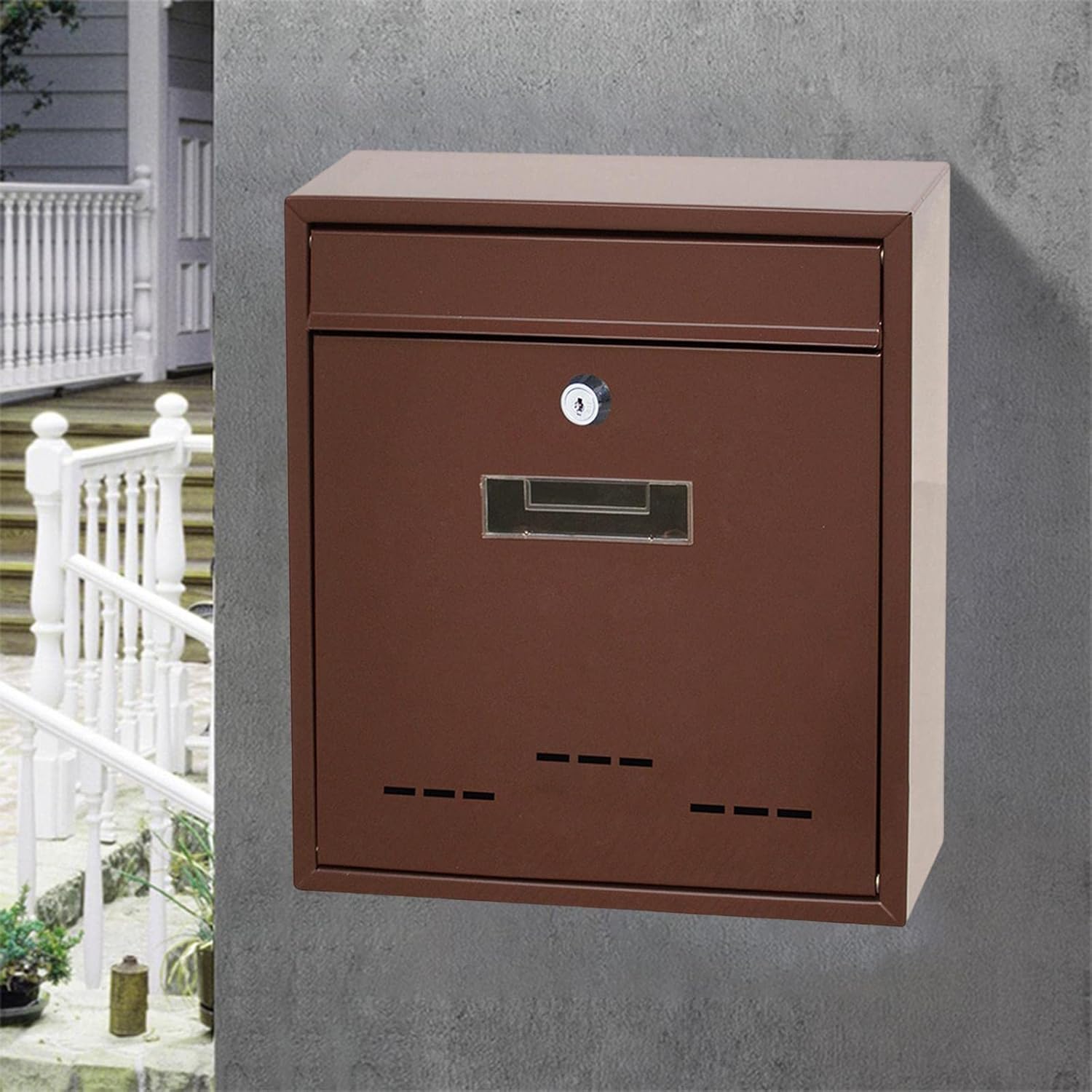 Post Box, Wall Mounted Letterbox, Letter Boxletterbox Wall Mount Mailbox Large Lockable Outdoor Metal Mail Box Post Letter Letter Box For Door Home Decorative Office Safe Mailbox mailbox ( Color : Bla