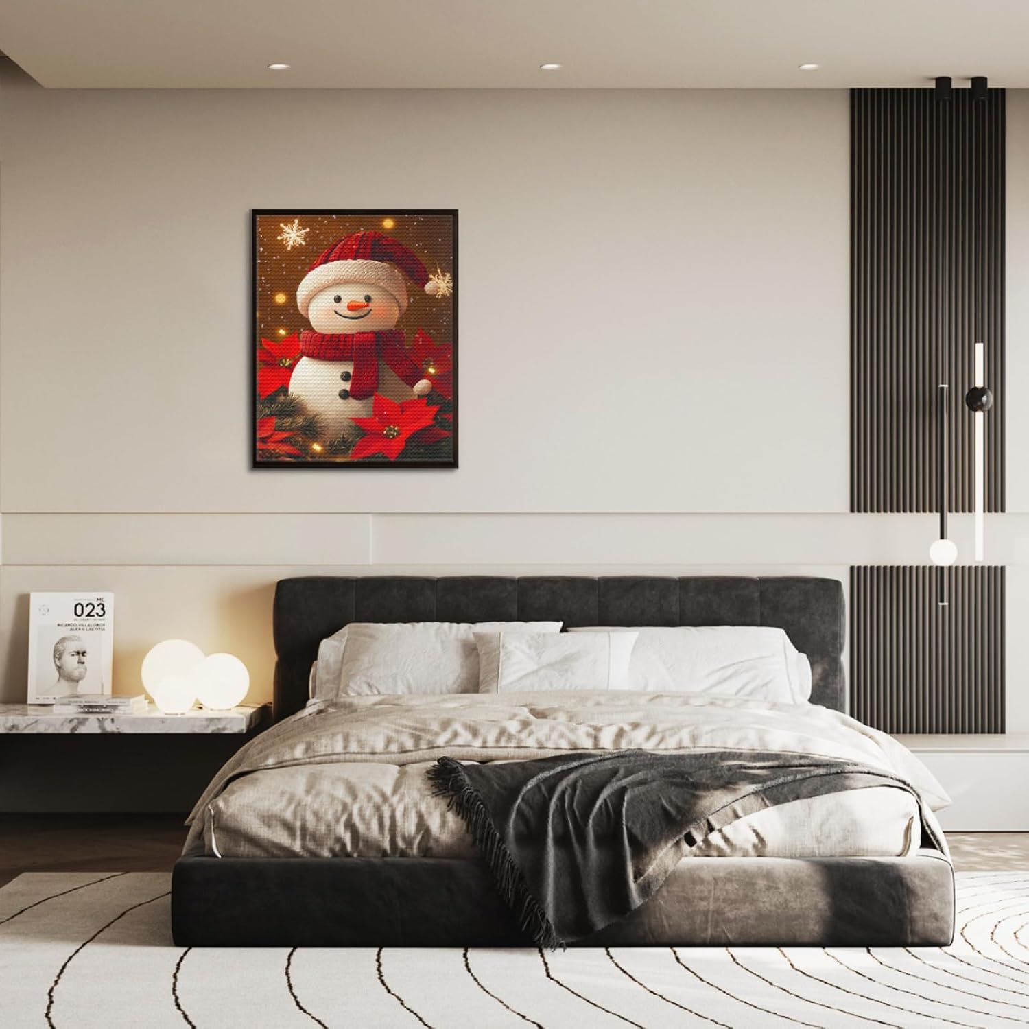 IMLQJES Snowman Diamond Painting Kits - DIY Christmas Diamond Art Kits for Adults Elk - Cute Snowman Red Flowers Full Round Drill Crystal Cross Stitch - for Wall Decor 16x20 Inch