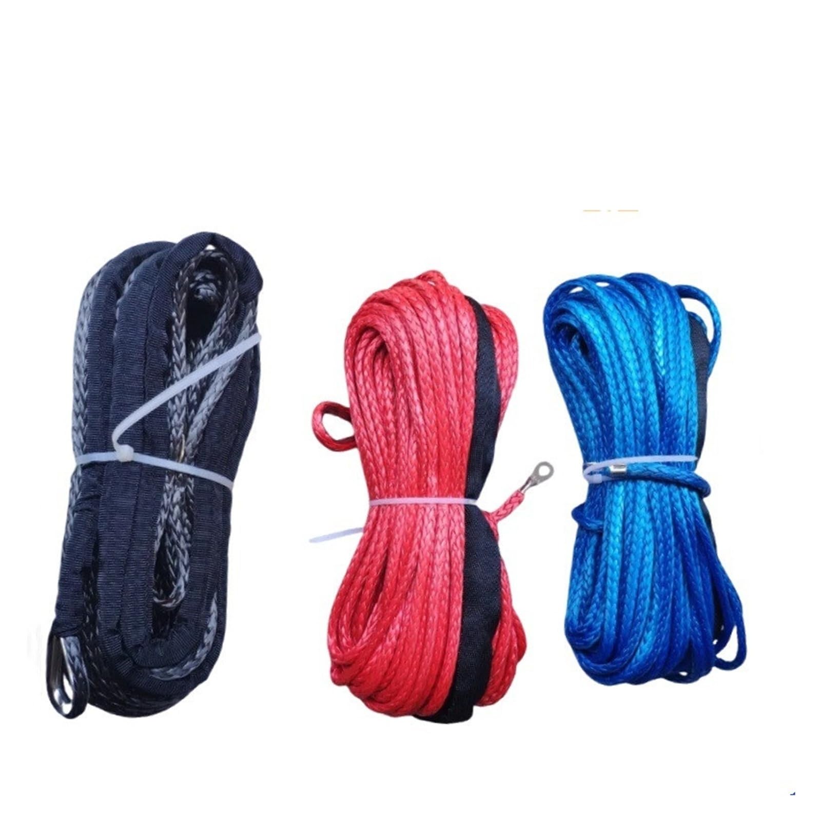 Syntetyczna lina wyciągarki 6 mm x 30 m z osłoną ochronną do akcesoriów do holowania ciężarówek Niska waga i większa odporność na ścieranie(Black,6mmx40m)