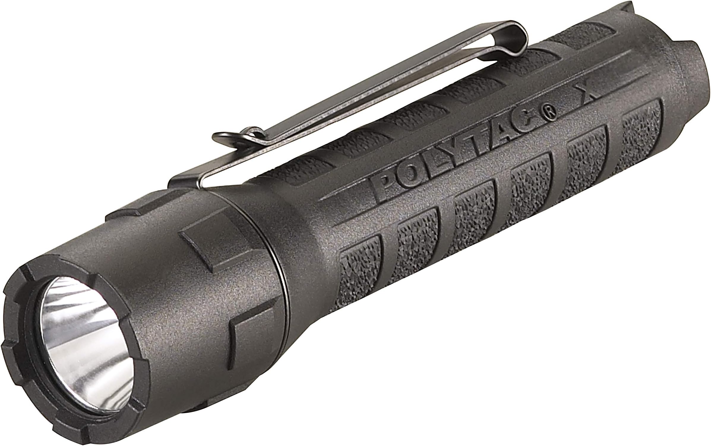 88600 PolyTac X 600-Lumen 11485-Candela Professional Tactical LED Flashlight with Non-Rechargeable Batteries, Clear Retail Packaging, Black