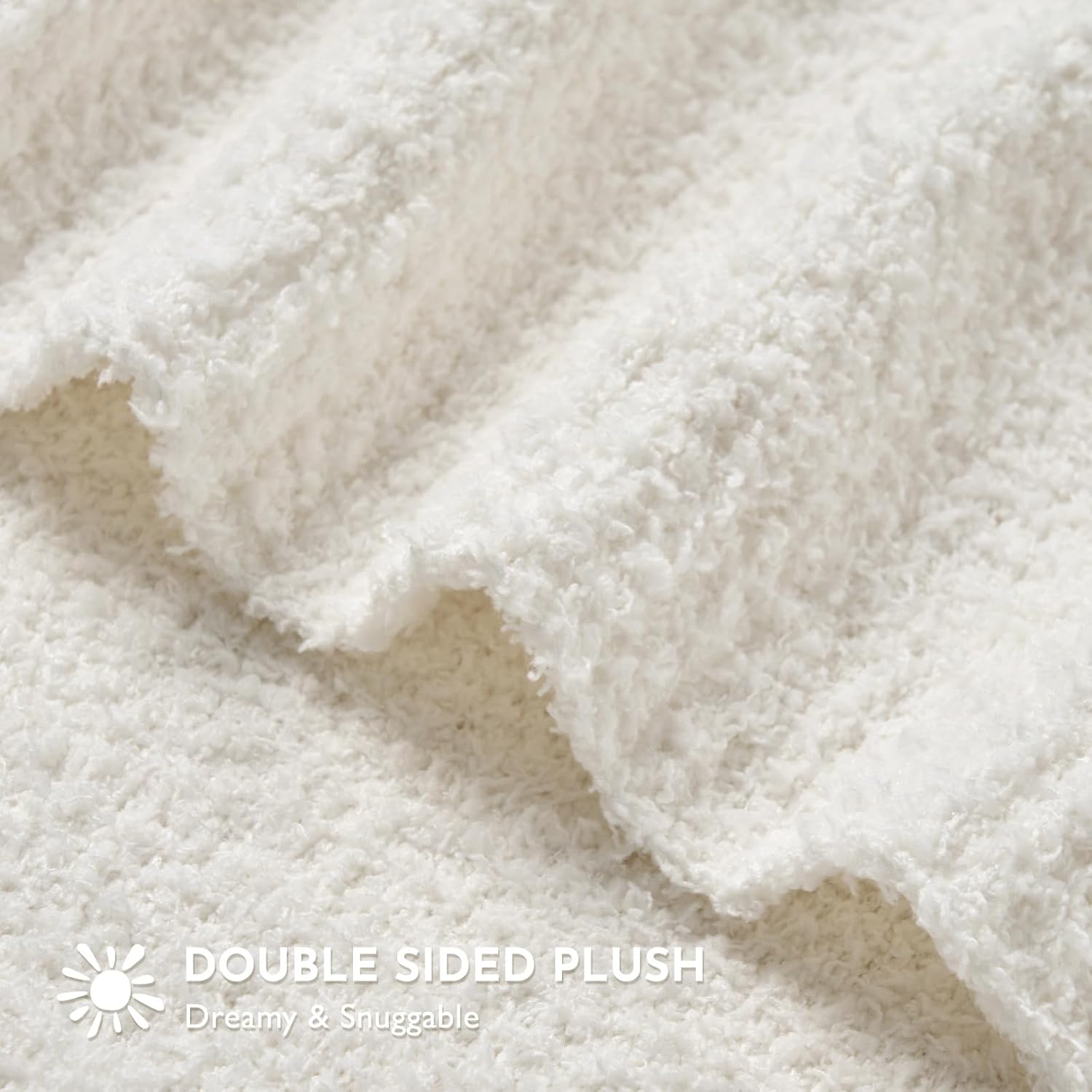 EVERGRACE Soft Plush Baby Blanket for Boys Girls, Double-Sided Fleece Fuzzy Toddler Nursery Blanket Lightweight Warm Cozy Throw Blanket for Baby Crib, Couch, Bed, Ivory White, 50"x60"