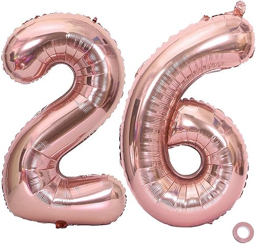 Juland Globos de números de color oro rosa, globos grandes de Mylar de 40 pulgadas, globos gigantes de números gigantes para decoraciones de fiesta