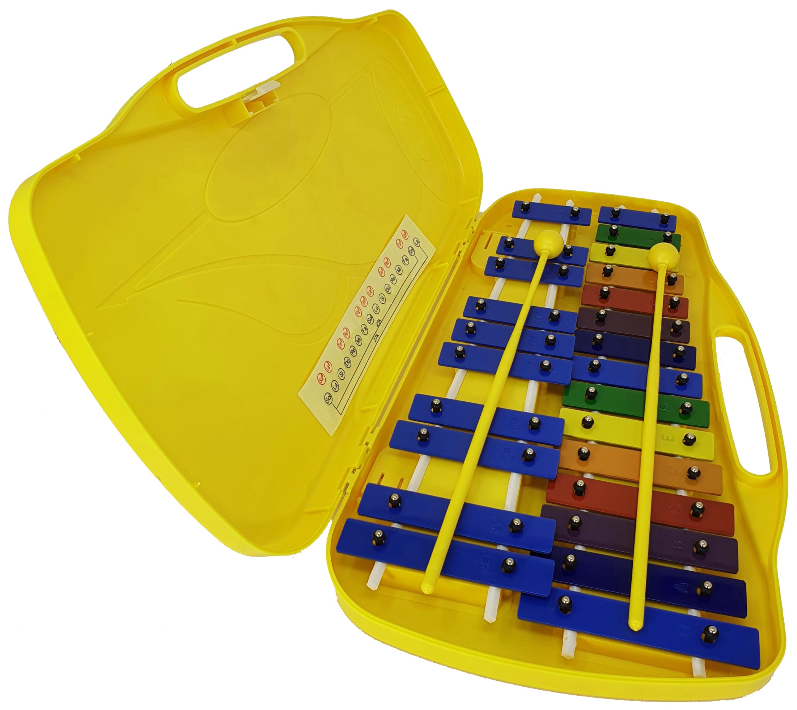 ROCKSTAR - Xilofono Carrillón Metalófono Glockenspiel DX25K Cromático, 25 Teclas Colores con Estuche y Mazas. Instrumento Musical