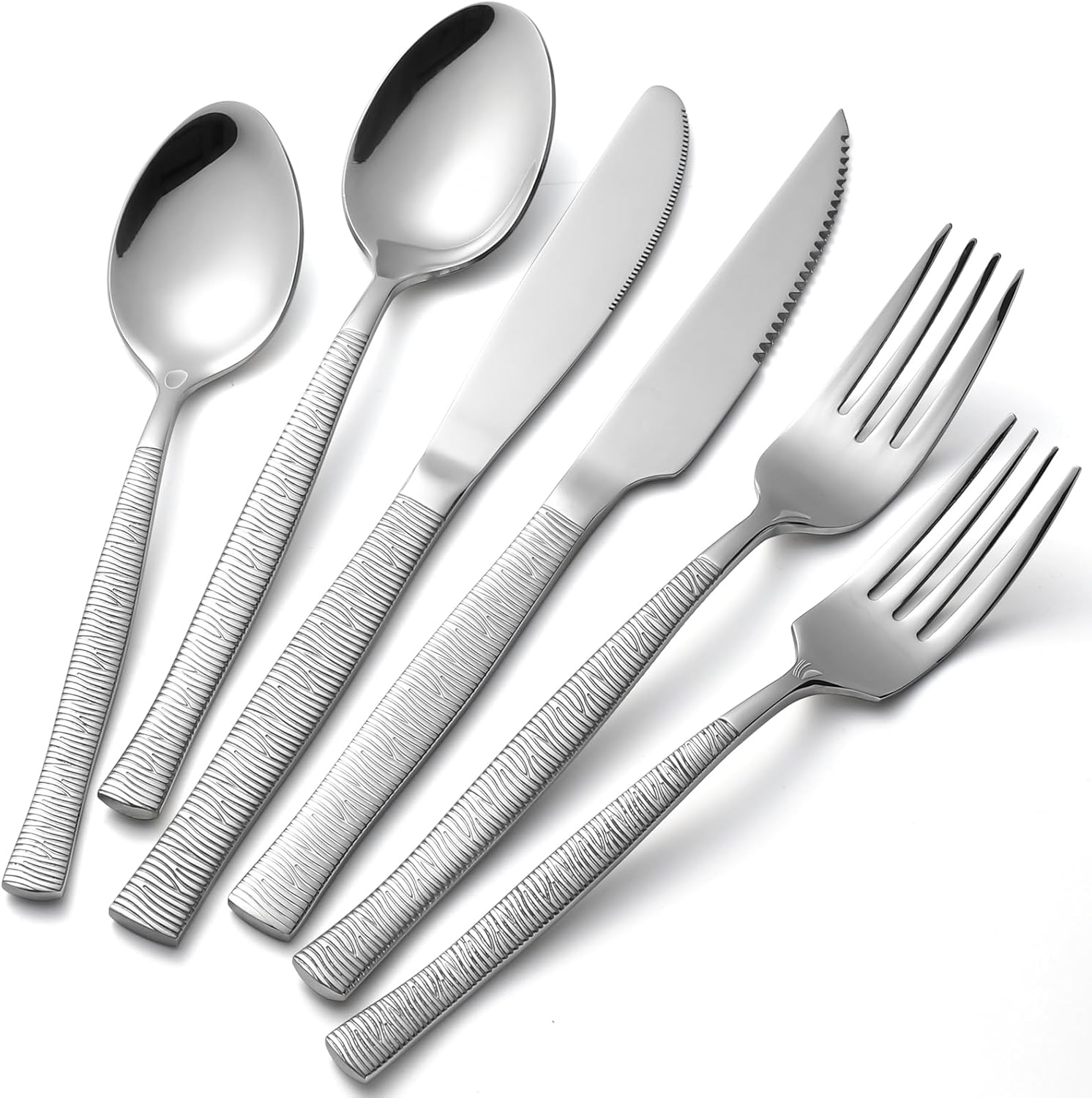 Silverware Set of 24 Stainless Steel Flatware Set with Steak Knives for 4,Tableware Cutlery Set for Home Kitchen Hotel Restaurant