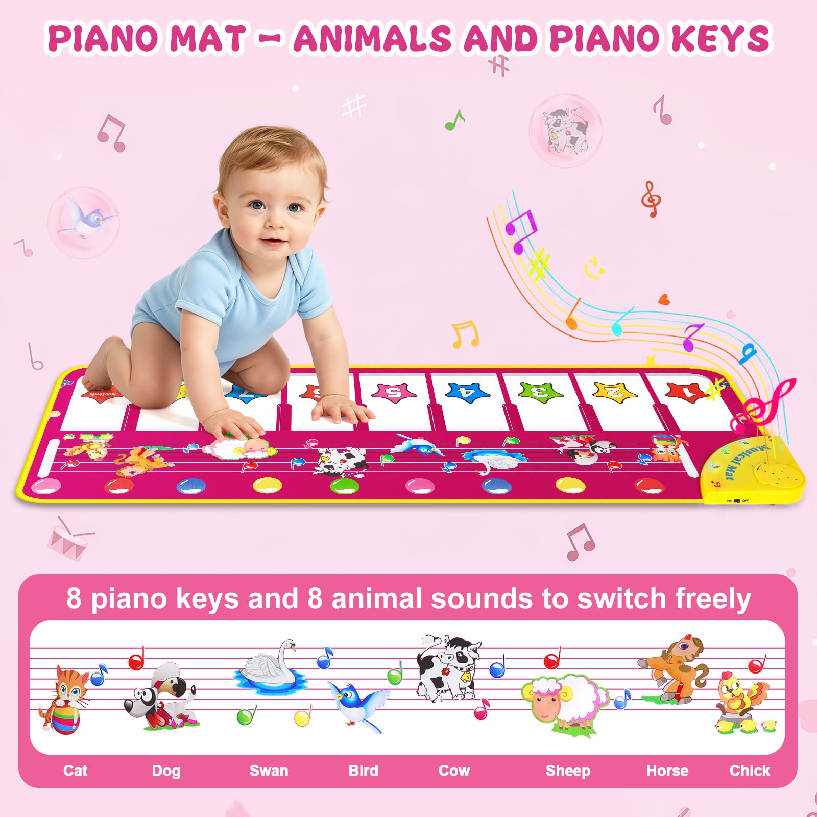 Floor Piano Mat, Toddler Girl Toys Musical Mat, 1 2 3 Year Old Girl Gifts — Amazon image 2