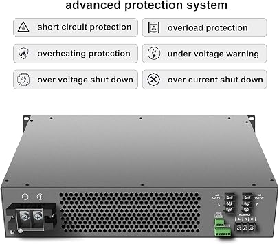 Xijia1000VA 800W(Peak 1600W) 19 Rack Mount Inverter 1000VA DC 48V to AC 120V 60HZ Solar Converter for Home Use car (DC48V (Range 40V-60V) 1000VA)