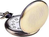Vista 1 de Mudder Reloj de bolsillo clásico liso vintage para hombre de acero Navidad (bronce), bronce, Movimiento de cuarzo