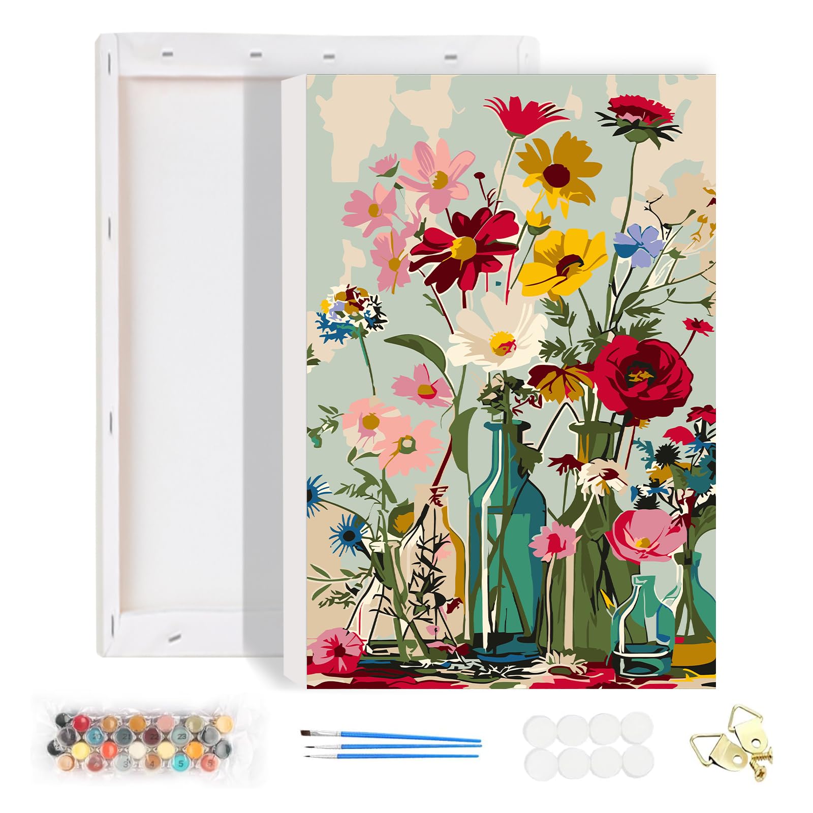 HEIBAGO Paint Numbers for Adults with Frame Landscape, DIY Flowers Paint by Numbers Canvas for Beginner, Oil Painting Arts and Crafts Kit Acrylic Pigment Drawing Paintwork for Home Wall Decor 20x30cm
