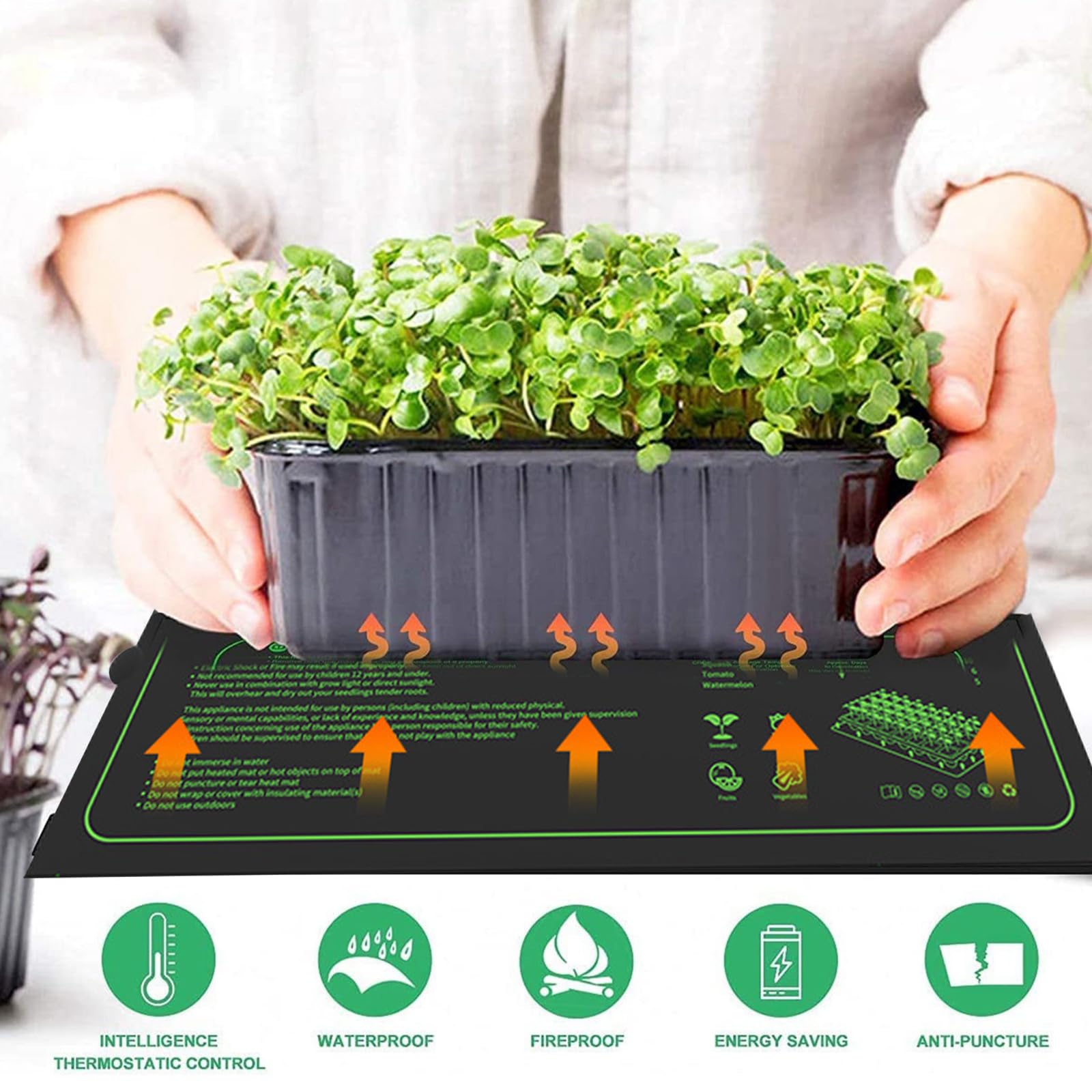 Tappeto Riscaldante per Piantine Tappetino Riscaldante per Piante da Interno per la Germinazione IP67 Impermeabile Tappetino Riscaldante Germinazione, per piantine, Rettile Anfibio, 52 x 25cm