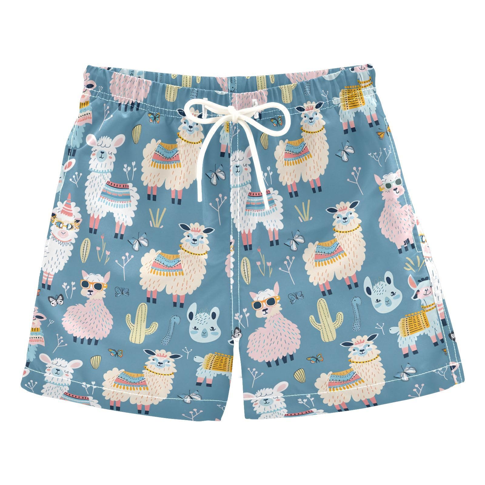 Cute Lama Animals Boys Swim Trunks Toddler Shorts Swimwear Boardshorts Multicoloured