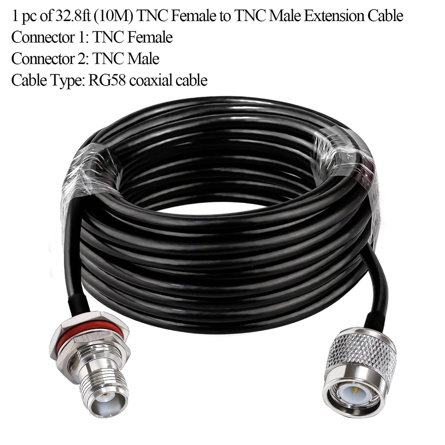 TUOLNK TNC Cable RG58 TNC Male to Female Extension Cable Low Loss 32.8ft (10M) Coax for Wireless Antenna Ham Radio