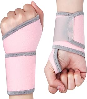Wrist Support Brace for Right and Left hand Elastic Hand Support for Women and Men 2 Pack Carpal Tunnel Support for Hand Movement, Weight Lifting, Tendinitis, Arthritis,Sports Wrist Brace (Grey pink)