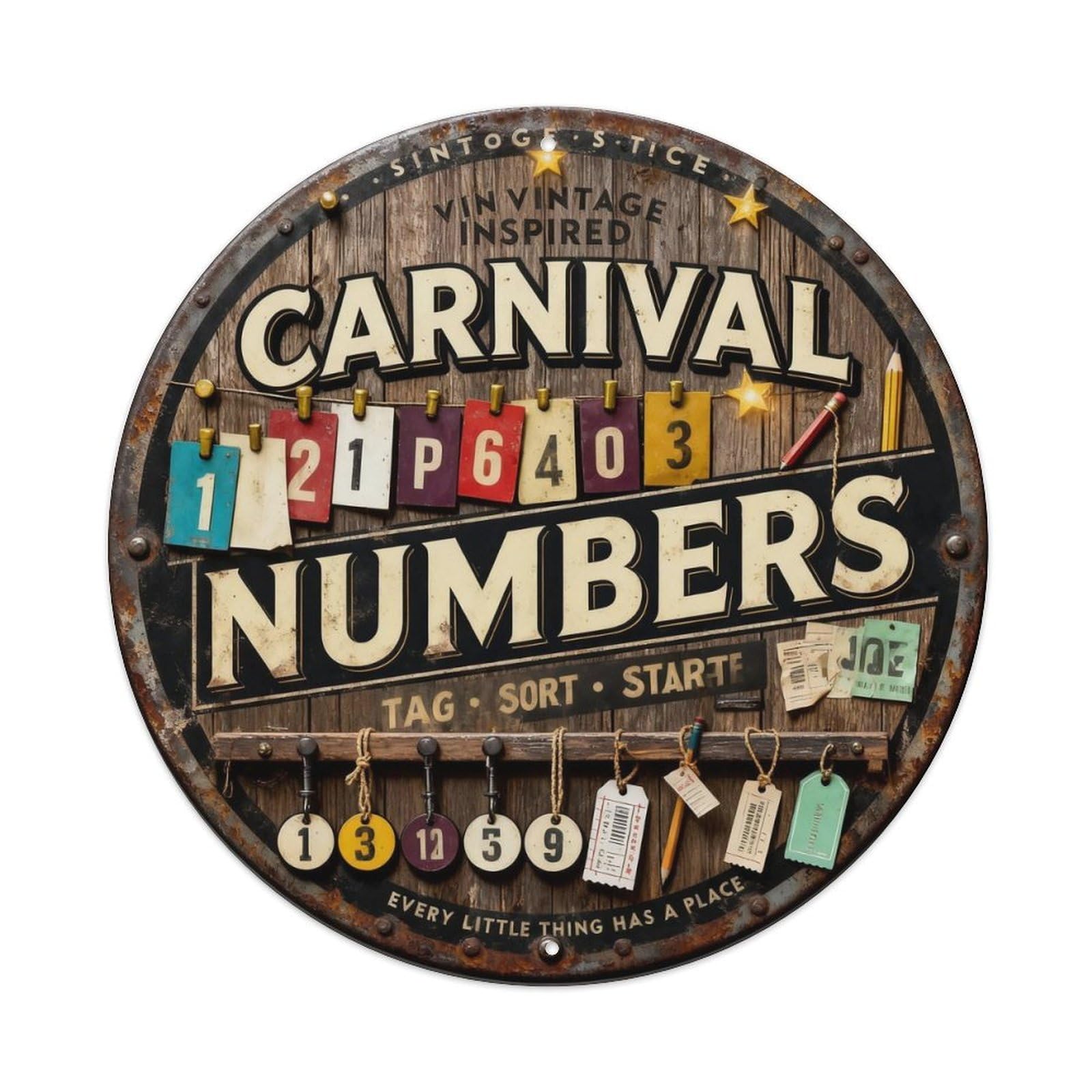Carnival Prop Numbers Sign Metal Tin Sign Plaque
