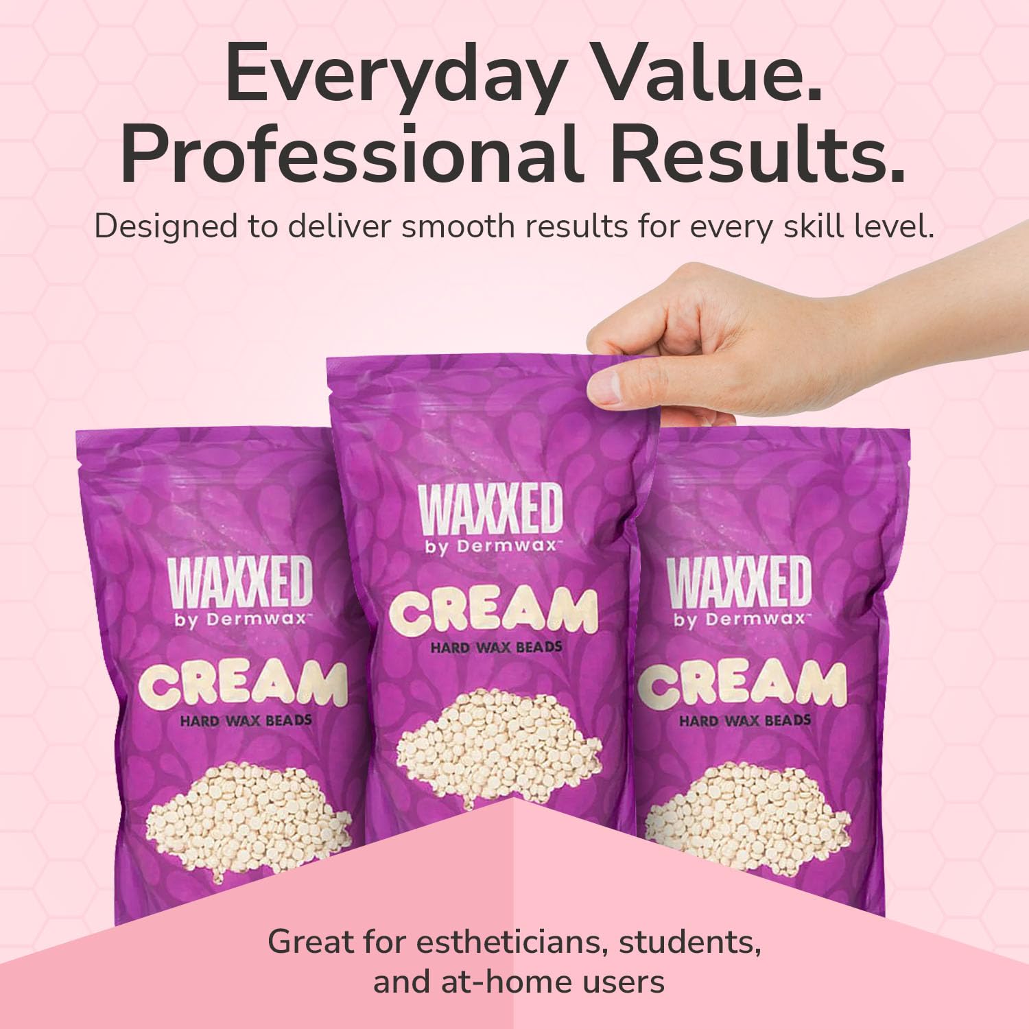 WAXXED Hard Wax Beads for Sensitive Skin, Titanium Dioxide-Infused Hair Removal Wax