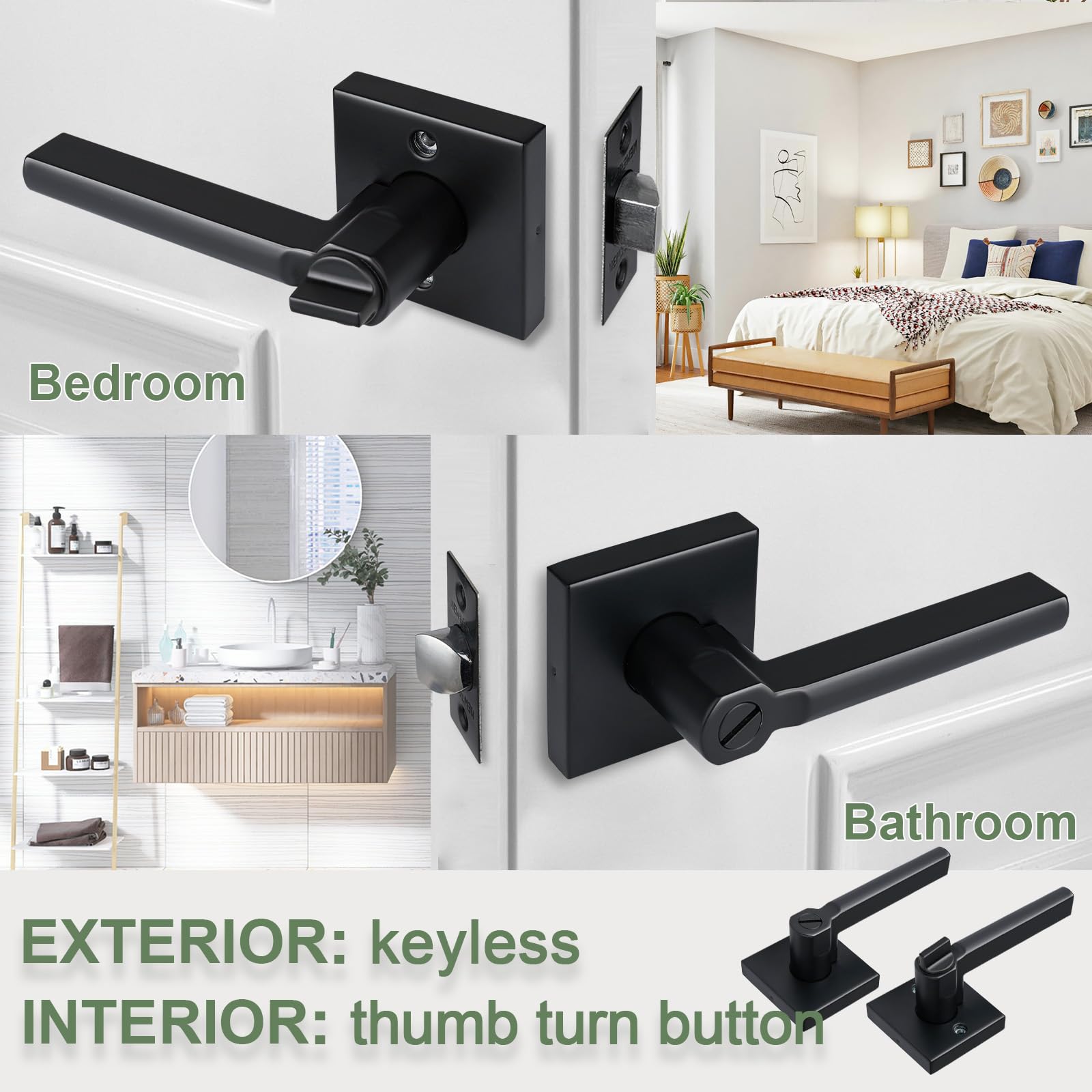 Knobwell Paquete De 4 Perillas De Puerta De Color Negro Mate | Meses