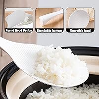 Vista 2 de FireKylin 2 piezas de pala de arroz de plástico, espátula de cuchara de arroz antiadherente, cuchara de olla de arroz resistente al calor (blanco)