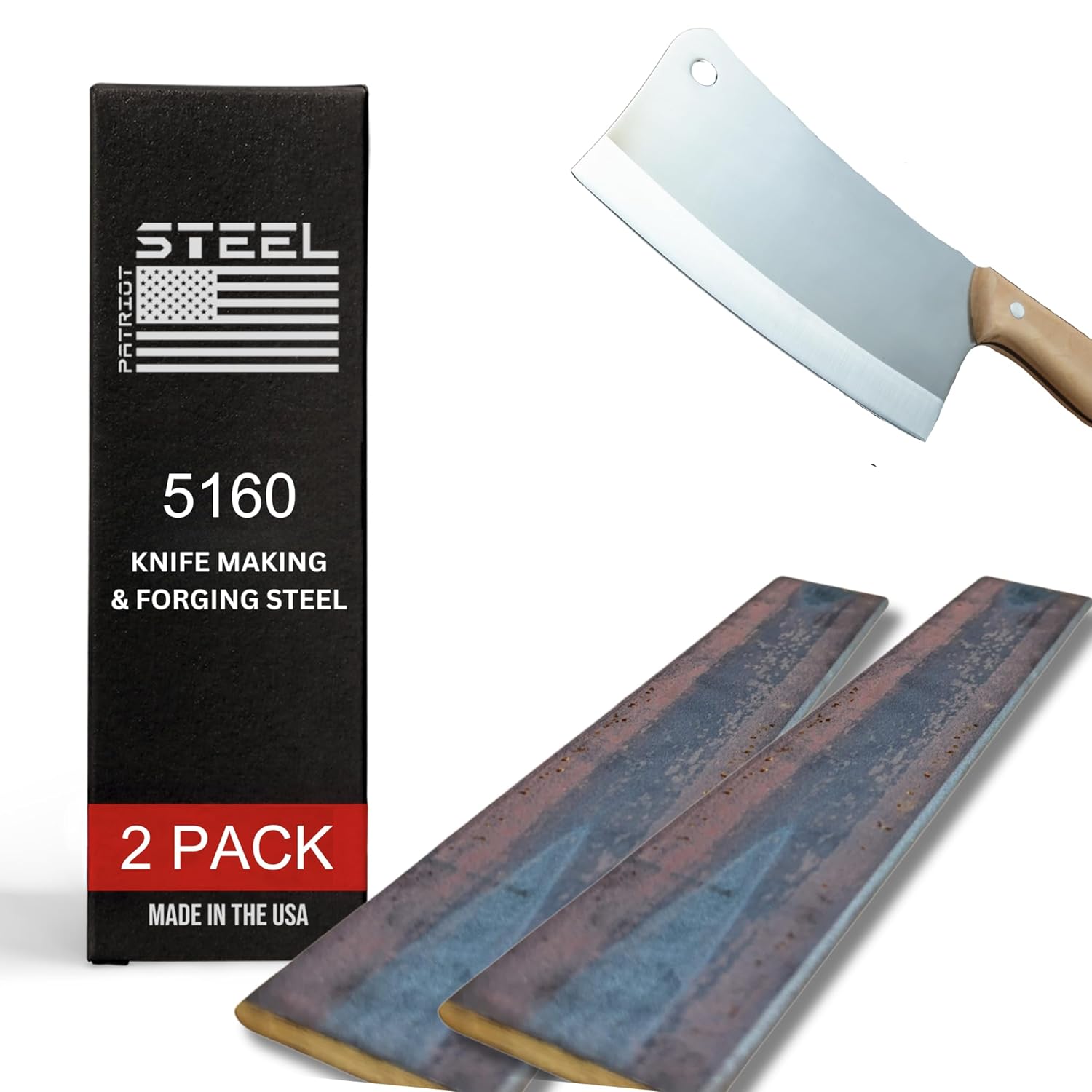 5160 High Carbon Knife Making & Forging Steel - Hot Rolled Steel for Knife Making Supplies - USA-Milled for Pros & Hobbyists - 3" wide, 0.25" thick, 12" long (2 Pack)