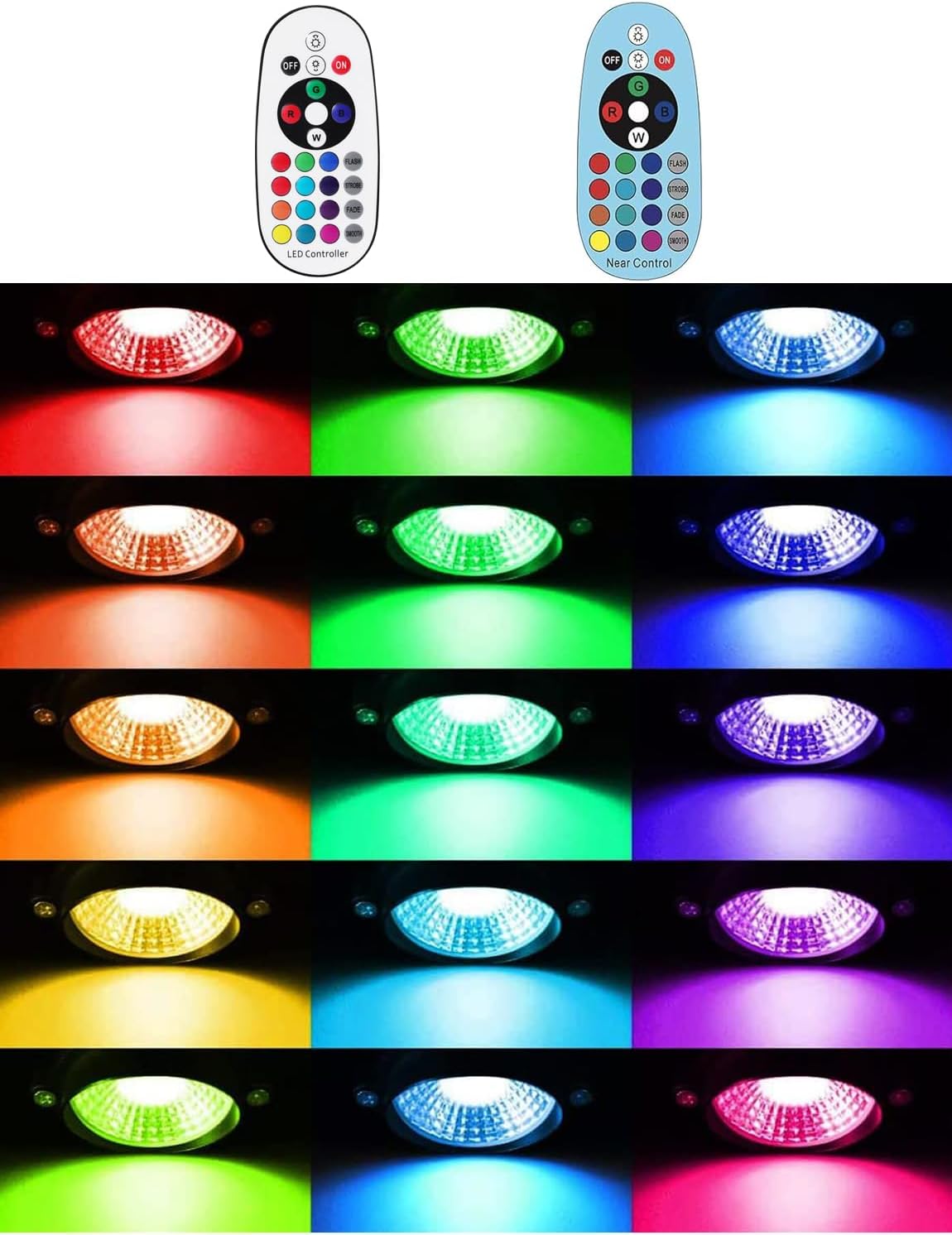 Halloween Landscape Lights with Remote Control 120V Landscape Lighting 12W RGBW Outdoor LED Spotlights Color Changing LED RGB Flood Spot Lights for Yard Garden Path Patio Tree Decorative