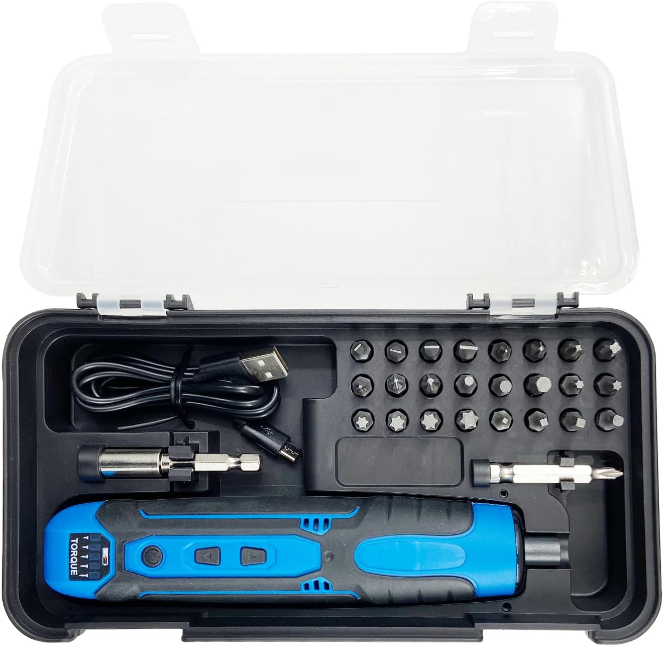 Cordless Electric Screwdriver Set with 5 adjustable torque, Rechargeable | Electric Screwdriver 28 Bits 3 LED Lights USB Rechargeable Cordless Power Screwdriver Kit