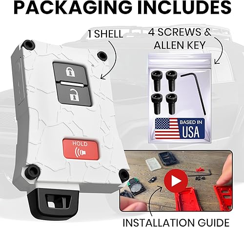 Vista 12 de Carcasa para llavero de automóvil, accesorio solo compatible con control remoto de vehículo sin llave, hecha en los Estados Unidos