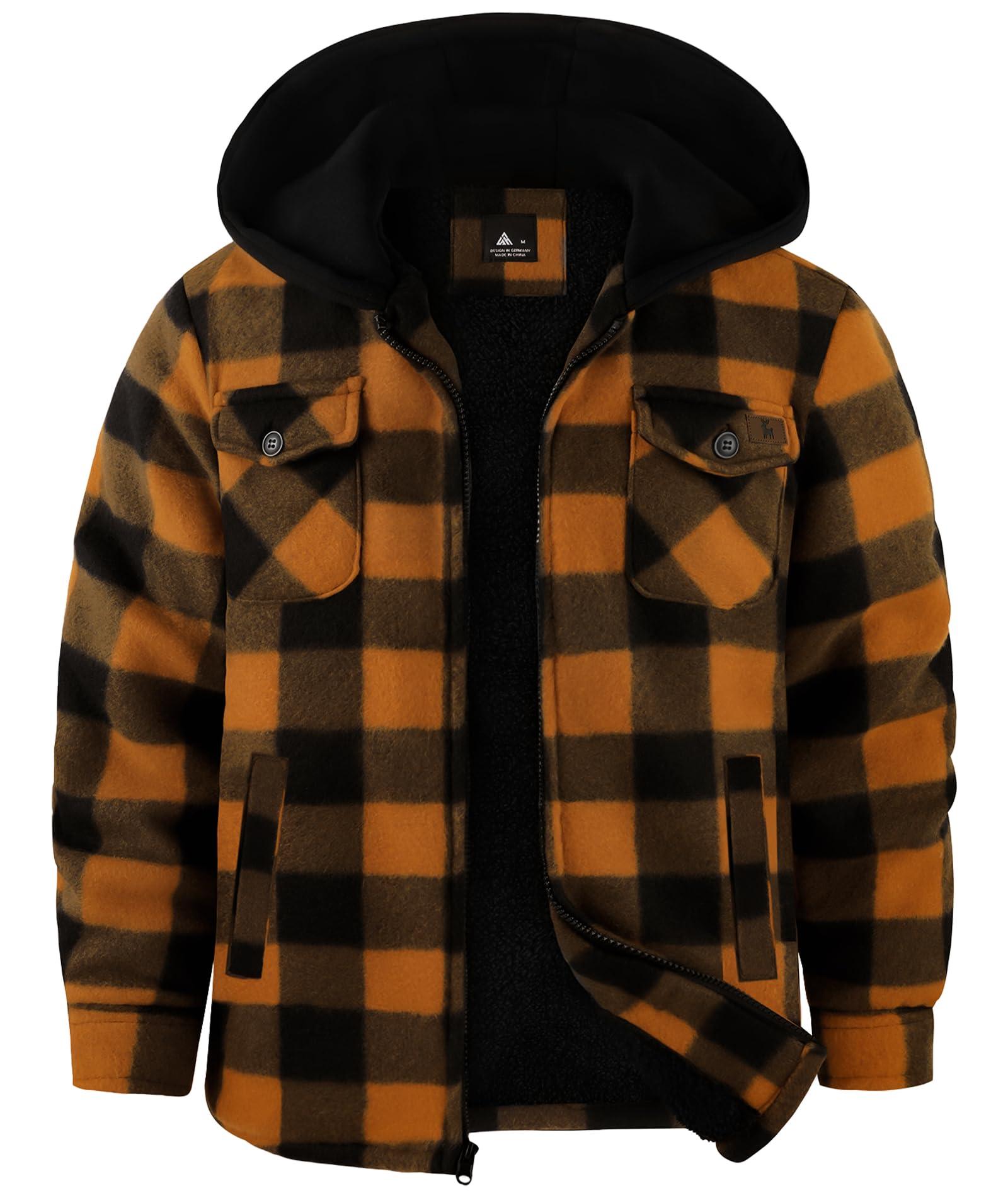zitysport Hemdjacke Jungen Verdicken Hoodie Karierts Jacke Kinder mit Reißverschluss Warm Flanelljacke Jungen Sweatjacke Outdoor Fleecejacke Winter Jacken für Junge mit Brusttasche