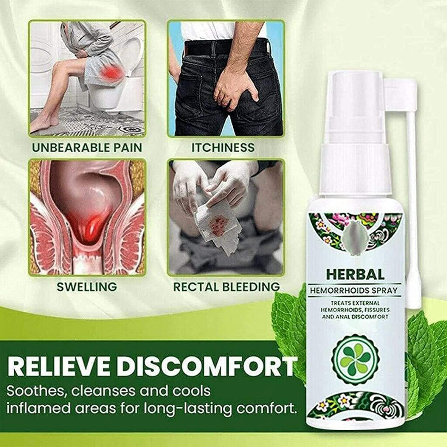 Spray Traitement Hémorroïdes à Base De Plantes - Essence Naturelle, Sans Stimulation, Neuf 2025