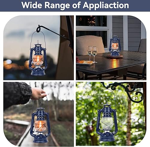 Miniatura 5 de Linterna de combustión de aceite, linterna de huracán, lámpara de aceite, linterna colgante al aire libre, linterna de granjero, linterna vintage