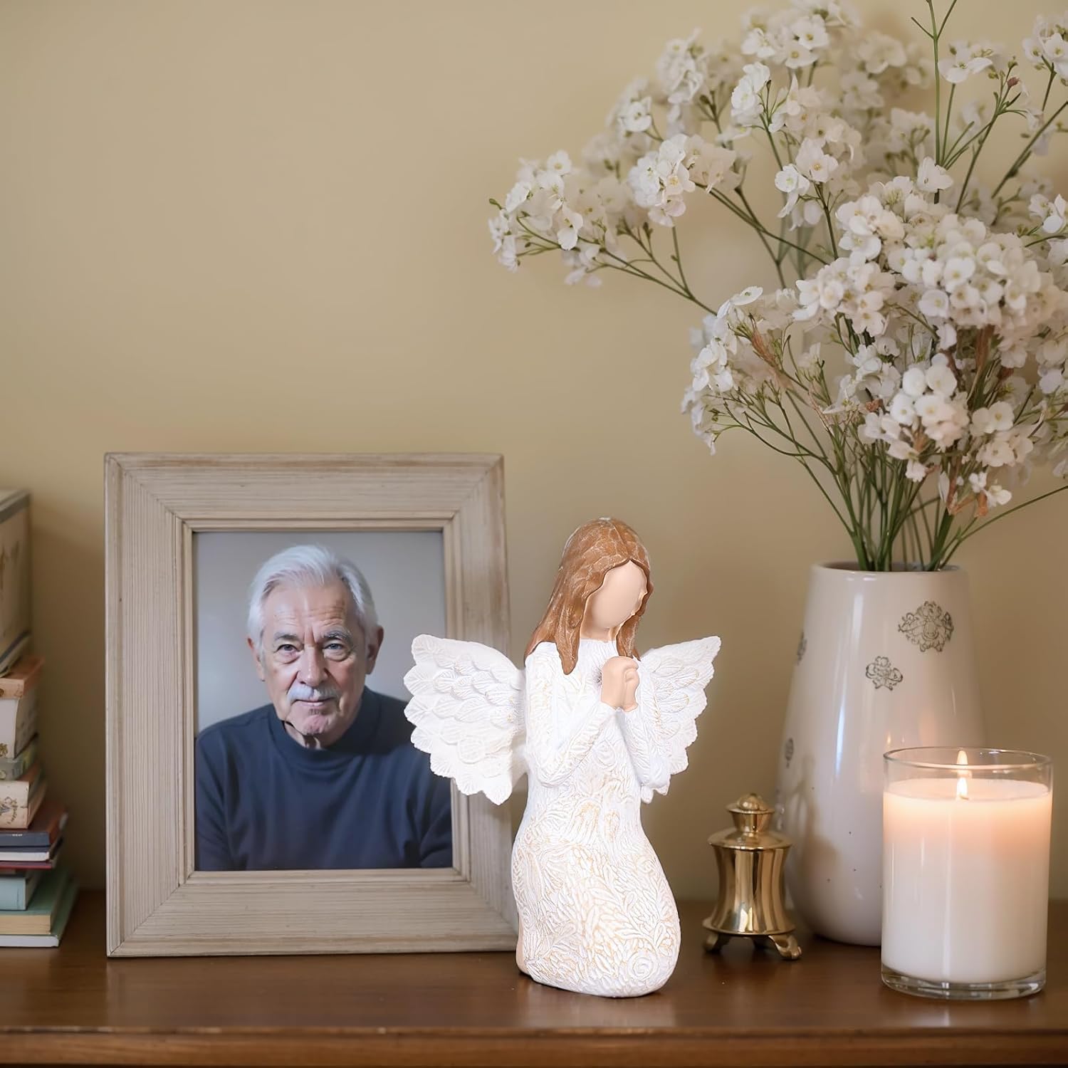 White Praying Angel Figurine – Hand-Painted Guardian Angel Statue, Sympathy and Healing Gift for Women, Spiritual Home Accent for Remembrance or Comfort, Memorial Figurine, Baptism, Confirmation Gift - Image 4