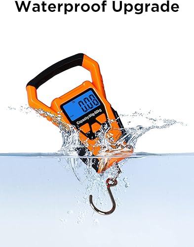 Miniatura 4 de HEETA Báscula de pescado digital impermeable con pantalla LCD retroiluminada, 110 libras  110.2 lbs, báscula portátil para colgar para el hogar y el