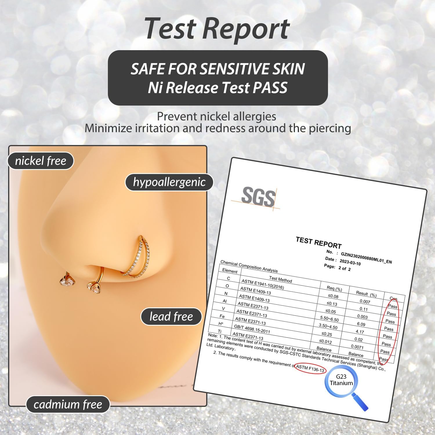 GAGABODY 2Pcs Nose Rings Hoop Seamless Septum Jewelry G23 Titanium Horseshoe Ring 20G Circular Barbell Lip Piercing Jewelry Internally Threaded Ear Piercings - Image 4