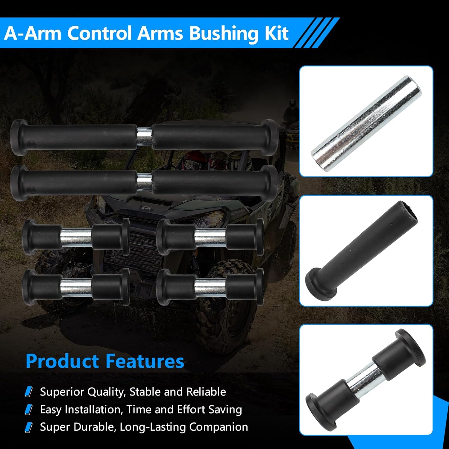 A-Arm Control Arms Bushing Kit Compatible with Can Am Commander800、800Max Commander1000，1000Max, Replaces 706201062 706200181 706200678 706202445 CT-026