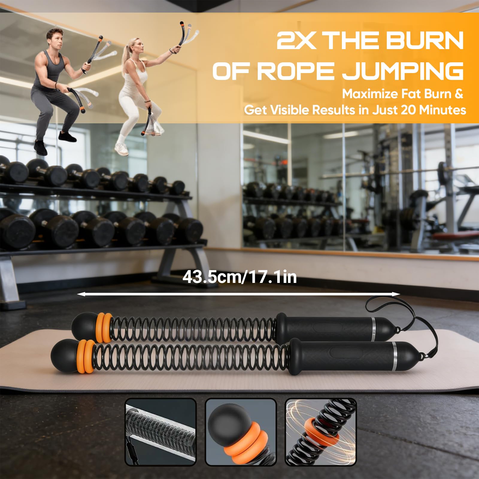 SakerPlus Corde da combattimento regolabili senza fili, 1,4 kg, per palestra domestica, HIIT, forza e allenamento completo del corpo