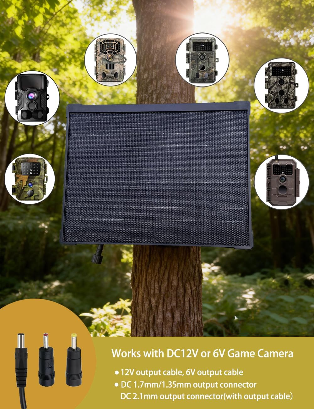 10W Solar Panel for Trail Camera with 20000mAh Rechargeable Battery, 12V 6V Solar Battery Charger Kit Supply for Hunting Game Camera, Waterproof Hunting Accessory