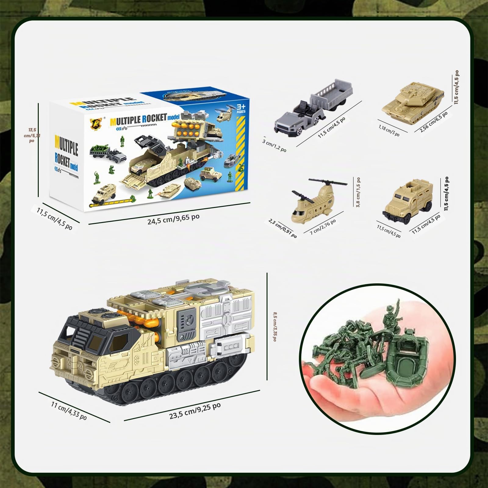 Jouet militaire avec réservoir, char, hélicoptère, soldats, armée, réservoir de voiture, jouet pour tout-petits, enfants, garçons, filles de 3, 4, 5, 6, 7, 8 ans