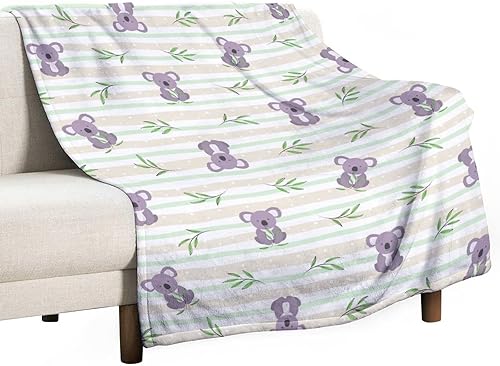 Miniatura 9 de Manta de koala personalizada con nombre, suave, mullida y cálida, manta pequeña de 40 x 50 pulgadas para sofá, negro, bonita manta para niñas y niños