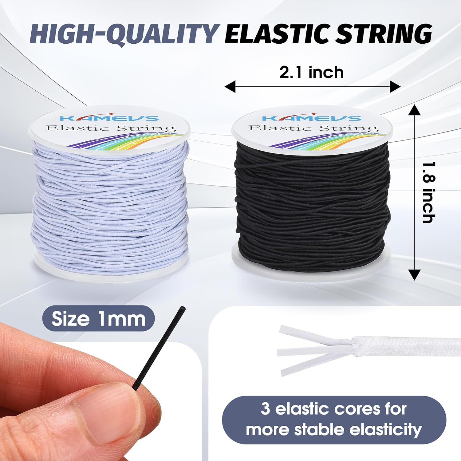 Elastic Cord 2 Rolls, 330 Feet, 1mm Sturdy Stretchy String, Elastic String for Bracelets, Beading, Necklaces, Jewelry Making, and Craft Supplies thumbnail